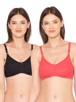 Groversons Paris Beauty - Womens Organic Cotton Non-Padded Non-Wired Bra (Pack of 2)