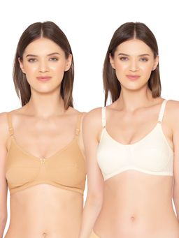 Groversons Paris Beauty - Womens Organic Cotton Non-Padded Non-Wired Bra (Pack of 2)