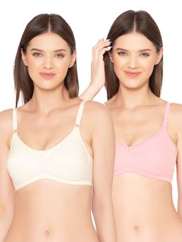 Groversons Paris Beauty - Womens Organic Cotton Non-Padded Non-Wired Bra (Pack of 2)