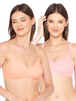 Groversons Paris Beauty - Womens Organic Cotton Non-Padded Non-Wired Bra (Pack of 2)
