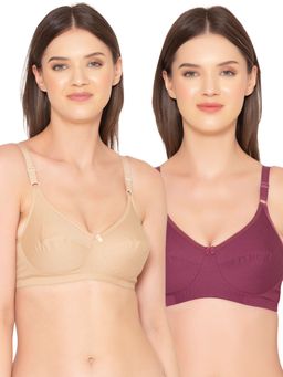Groversons Paris Beauty - Womens Cotton Non-Padded Plus Size Basic Bra (Pack of 2)
