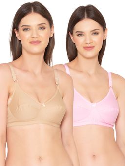 Groversons Paris Beauty - Womens Cotton Non-Padded Plus Size Basic Bra (Pack of 2)