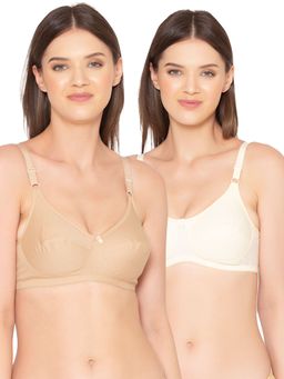 Groversons Paris Beauty - Womens Cotton Non-Padded Plus Size Basic Bra (Pack of 2)