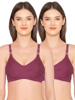 Groversons Paris Beauty - Womens Cotton Non-Padded Plus Size Basic Bra (Pack of 2)