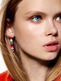 Yellow Chimes - Multicolor Bohemian Bead Hoop Earrings