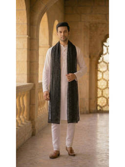 Zamour - Men's Chanderi Cotton Self Embroidery Dupatta