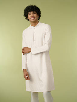 Diwas by Manyavar - Cream Embroidered Mandarin Neck Kurta