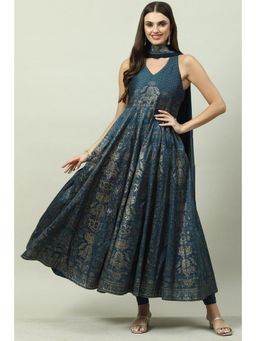 Biba - Teal Printed Suit (Set of 3)