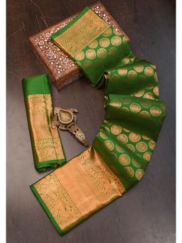 Shobitam - Exquisite Grand Brocade Kanjivaram Pure Silk Saree With Unstitched Blouse