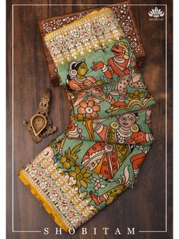 Shobitam - Gajji Silk Gotta Patti Border Saree With Unstitched Blouse