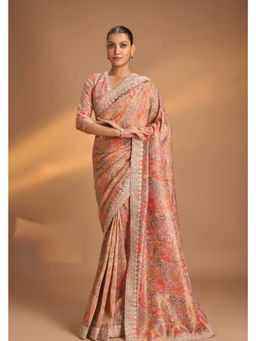 Shobitam - Vegan Tissue Peach Saree With Unstitched Blouse