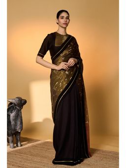 Masaba - Midnight Amber Saree With Unstitched Blouse