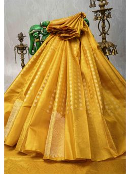 Shobitam - Gold Kanjivaram Tissue Silk Saree With Unstitched Blouse