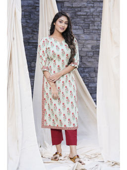 Thread Game - Green Organic Cotton Regular Fit Kurta