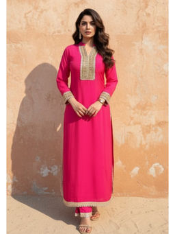 Ishnya - Fitoor Hot Pink Long Kurta And Palazzo