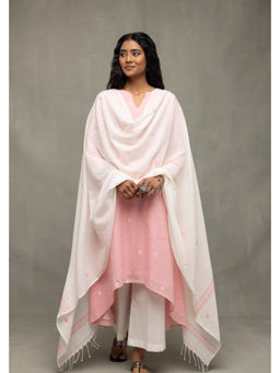 Sutra Art of Clothing - Petal Pink Handwoven Jamdani Kurta Set With Dupatta