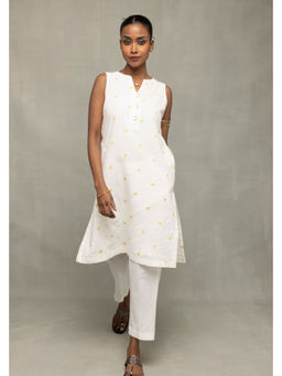 Sutra Art of Clothing - Ivory Heart Print South Cotton Sleeveless Co-Ord Set