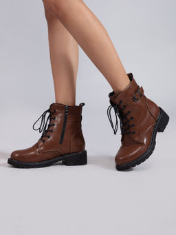 Twenty Dresses by Nykaa Fashion - Tan Solid Ankle Length Boots