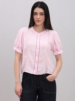 VERO MODA - Pink Lace Detail Short Top