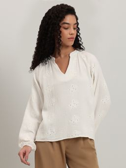 VERO MODA - White Embroidered Top