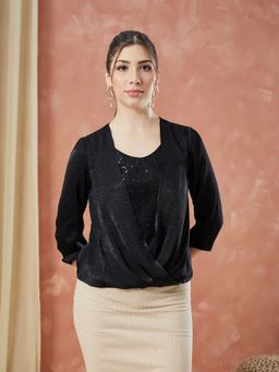 Latin Quarters - Black Sequin Evening Top