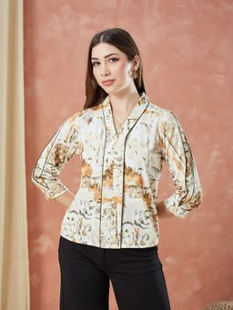 Latin Quarters - White Printed Casual Top