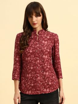 Cantabil - Maroon L Breathable and Soft with Colour Fastness Regular Fit Top