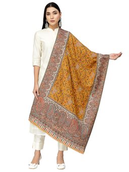 Anekaant - Paisan Mustard & Multi Double Beam Kaani Paisely Polyester Modal Stole