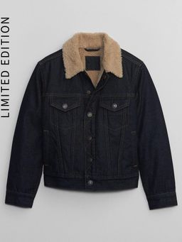 GAP - Boys Blue Cotton Solid Collar Neck Denim Jacket