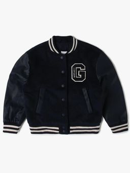 GAP - Girls Navy Blue Polyester Solid High Neck Bomber Jacket