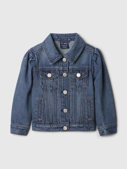 GAP - Girls Blue Cotton Solid Collar Neck Denim Jacket