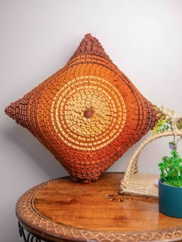 StudioHMK - Rust Handmade Square Cushion Cover (16x16 inches)