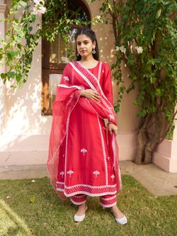 Naaz By Noor - Kikli Embroidered Anarkali with Pant and Dupatta (Set of 3)