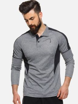 Campus Sutra - Grey Self Design Polo T-Shirt