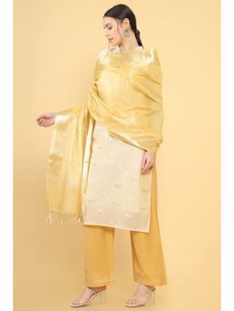 Soch - Women Beige Woven Dress Material (Set of 3)