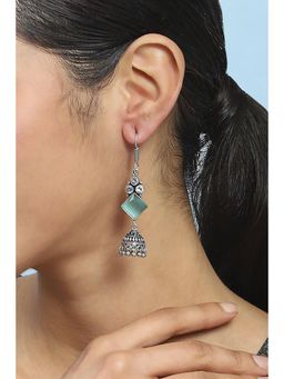 Biba - Women Mint Green Brass Jhumka Earrings