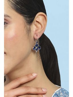 Biba - Women Navy Blue Stone Brass Drop Earrings