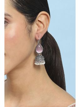 Biba - Women Light Pink Brass Jhumka Earrings