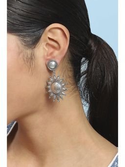 Biba - Women Silver Oxidized Brass Drop Earrings