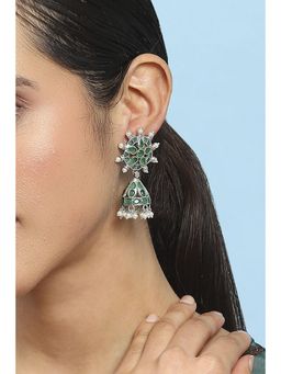 Biba - Women Green Brass Jhumka Earrings