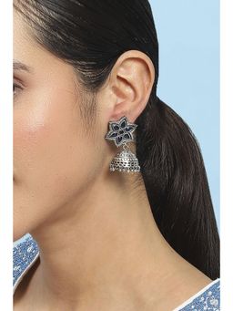 Biba - Women Blue Brass Jhumka Earrings