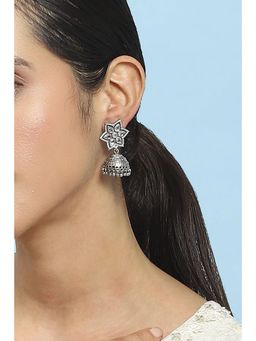Biba - Women White Brass Jhumka Earrings