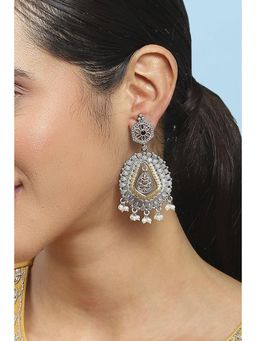 Biba - Women Oxidized Brass White Pearl Drop Earrings