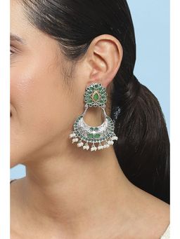 Biba - Women Green Brass Chandbali Earrings