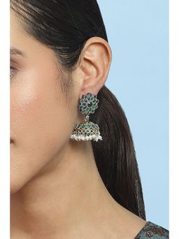 Biba - Women Green Brass Jhumka Earrings