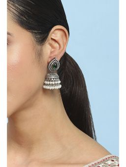 Biba - Women Green Brass Jhumka Earrings