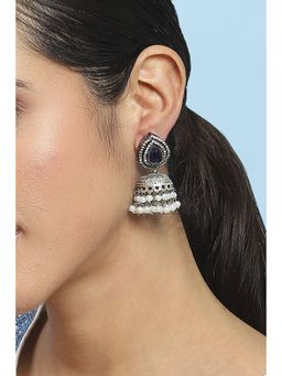 Biba - Women Blue Brass Jhumka Earrings