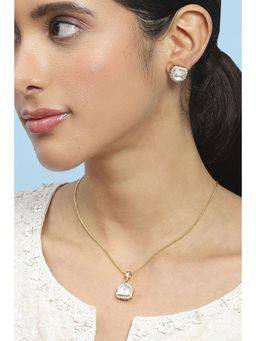 Biba - Women Gold Plated Brass White Stone Necklace Set