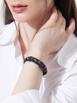 Sohi - Women The Chevron Leather Bracelet - Midnight Black