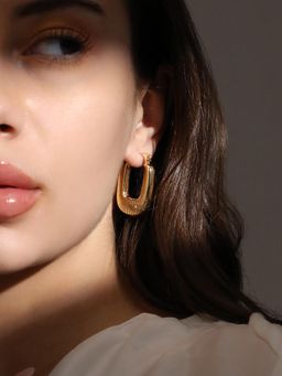 Sohi - Women The Gold Ribbed-Quad Hoop Earrings